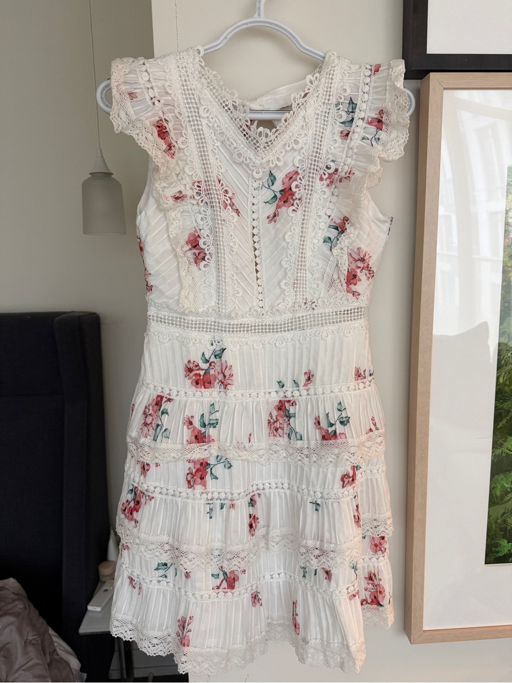 Coquette White Lace Tiered Ruffle Dress